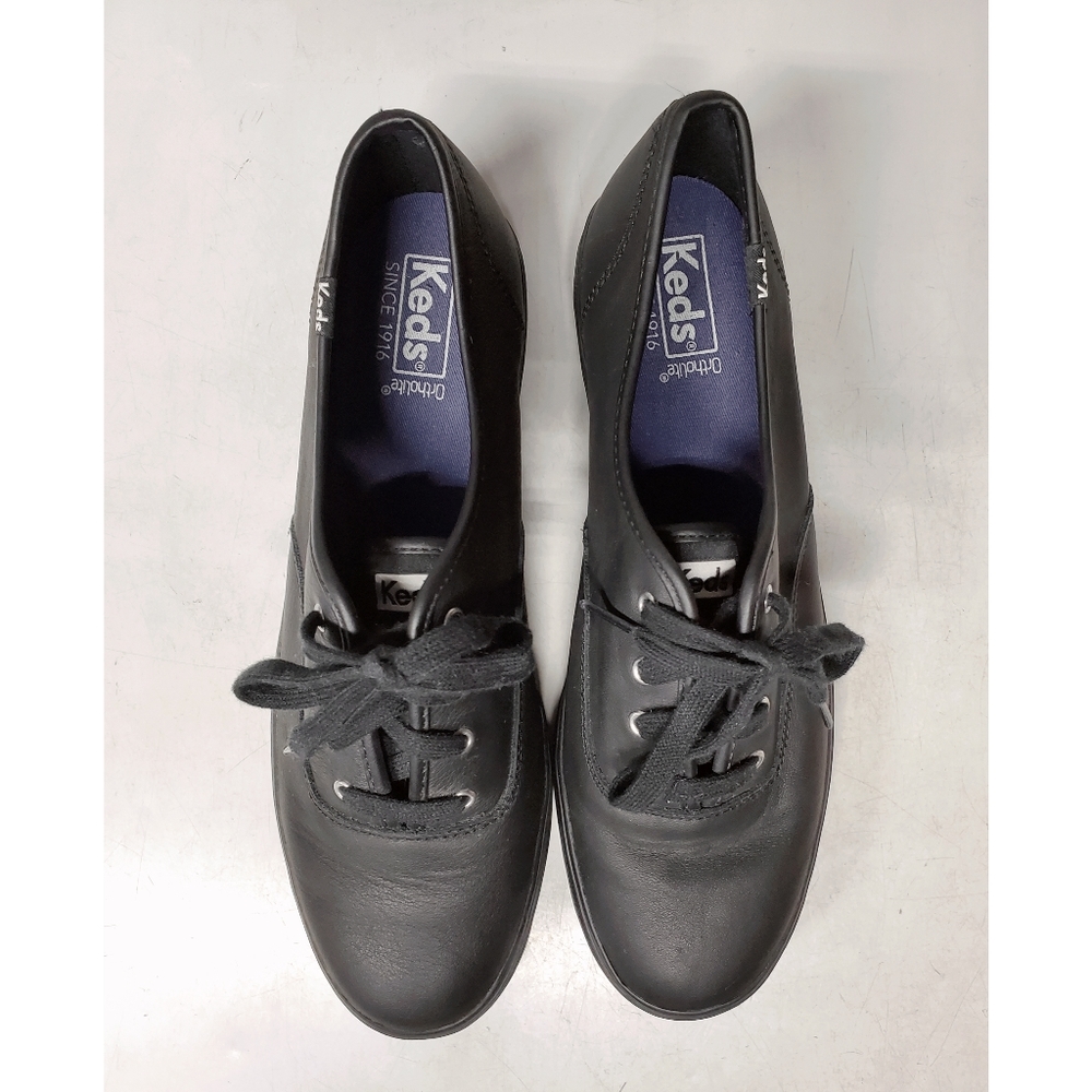 Keds Triple Leather Lace Up Shoe Black Size 10